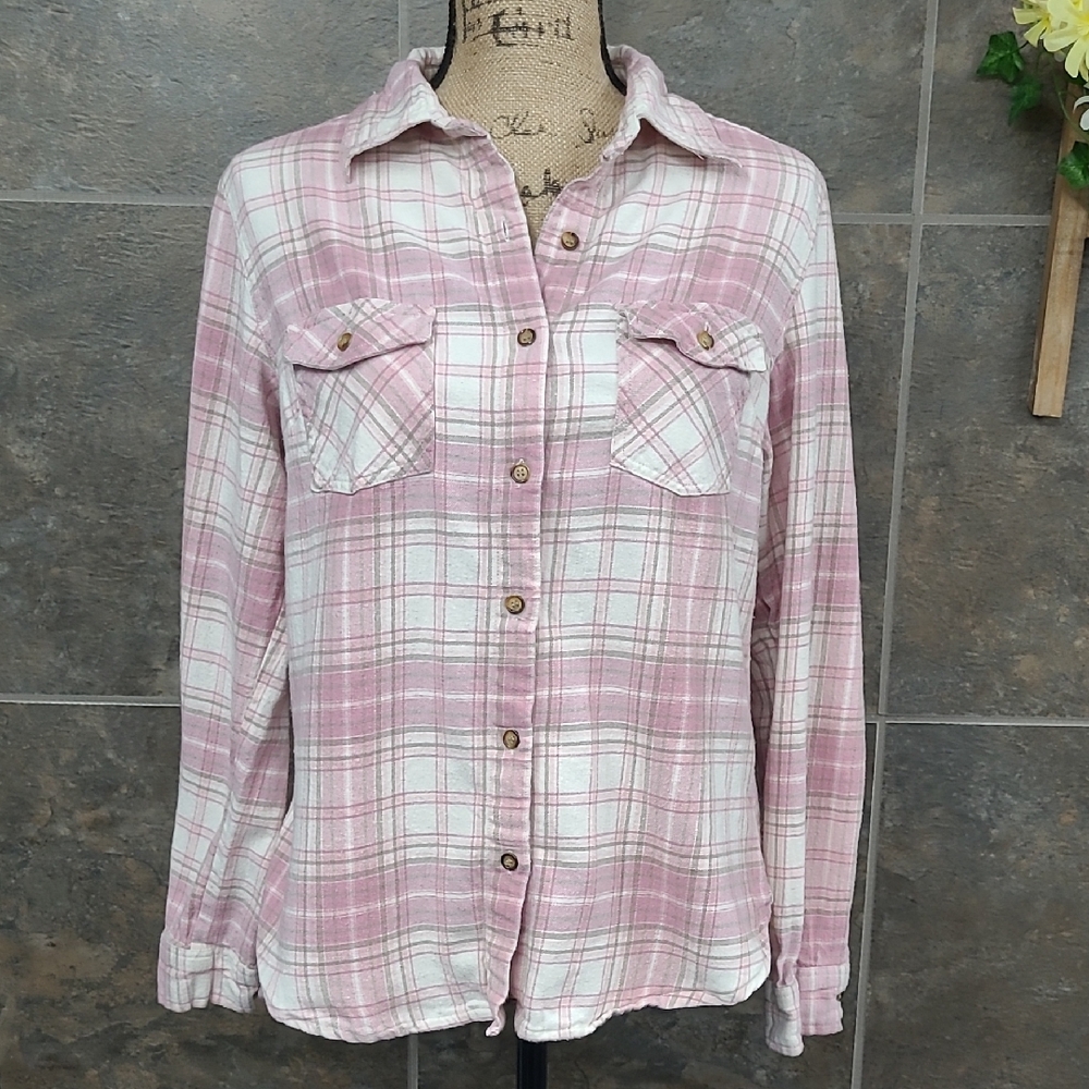 Sara Studio Pink and White Plaid Shirt